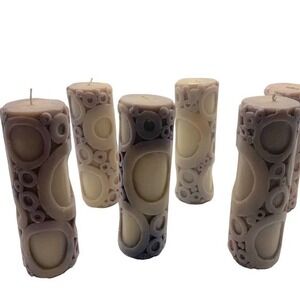 MOYEN six purple/tan/gray circular pattern candles